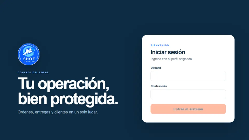 Acceso al sistema de Shoe Cleaning